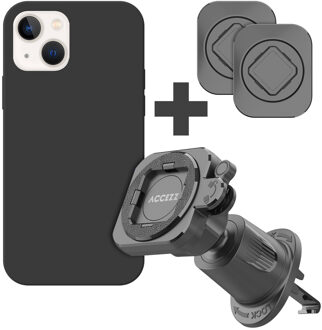 Accezz EasyLock telefoonhouder auto - inclusief hoesje voor de Apple iPhone 14 - Ventilatierooster - 360 graden draaibaar - Zwart - One size