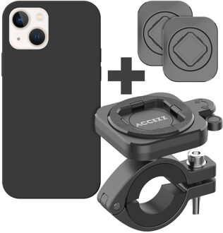 Accezz EasyLock Telefoonhouder Fiets met Apple iPhone 14 hoesje - 360° draaibaar - Zwart - One size