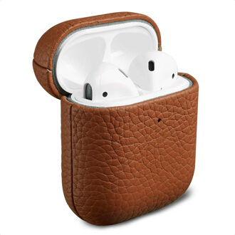 Accezz Echt Leren Case voor de  Apple Airpods 1 / 2 - Cognac - One size