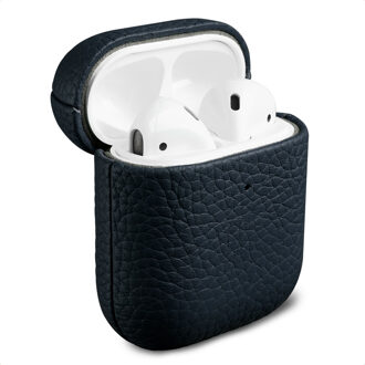 Accezz Echt Leren Case voor de Apple AirPods 1 / 2 - Donkerblauw - One size