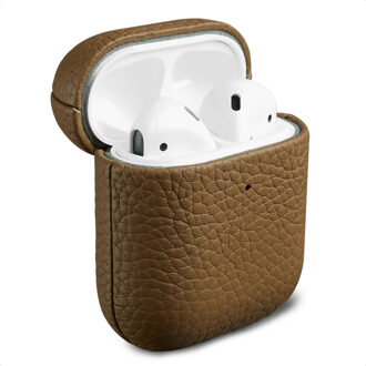 Accezz Echt Leren Case voor de Apple AirPods 1 / 2 - Taupe Bruin - One size