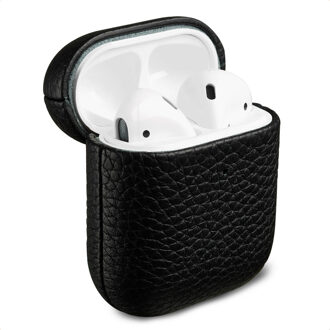 Accezz Echt Leren Case voor de Apple AirPods 1 / 2 - Zwart - One size
