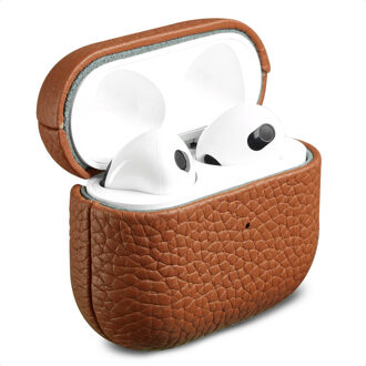 Accezz Echt Leren Case voor de  Apple Airpods 3 - Cognac - One size