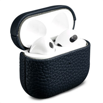 Accezz Echt Leren Case voor de  Apple Airpods 3 - Donkerblauw - One size