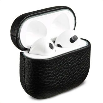 Accezz Echt Leren Case voor de Apple AirPods 3 - Zwart - One size