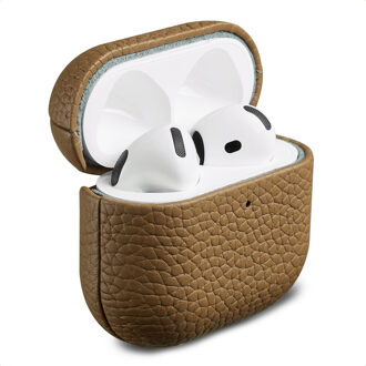 Accezz Echt Leren Case voor de Apple AirPods 4 - Taupe Bruin - One size