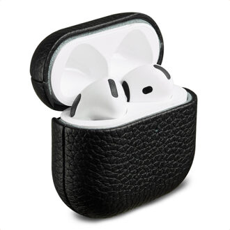 Accezz Echt Leren Case voor de Apple AirPods 4 - Zwart - One size