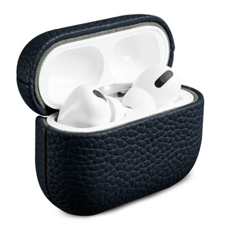 Accezz Echt Leren Case voor de Apple AirPods Pro 2 - Donkerblauw - One size