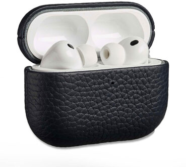 Accezz Echt Leren Case voor de Apple AirPods Pro 3 - Donkerblauw - One size