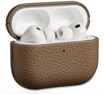 Accezz Echt Leren Case voor de Apple AirPods Pro 3 - Taupe Beige - One size