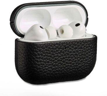 Accezz Echt Leren Case voor de  Apple Airpods Pro 3 - Zwart - One size