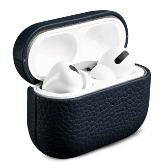 Accezz Echt Leren Case voor de Apple AirPods Pro - Donkerblauw - One size