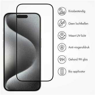 Accezz Gehard Glas Full Cover Screenprotector met applicator iPhone 15 Smartphone screenprotector Transparant