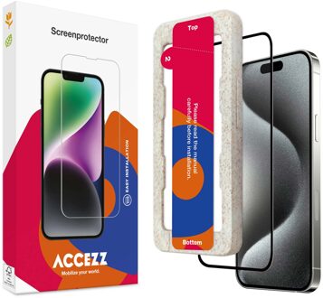 Accezz Gehard Glas Full Cover Screenprotector met applicator iPhone 15 Smartphone screenprotector Transparant