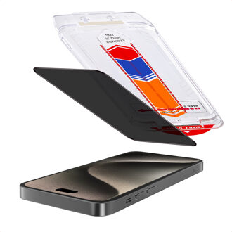 Accezz Gehard Glas Privacy Screenprotector + Applicator voor de Apple iPhone 15 Pro Transparant