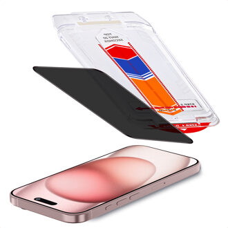 Accezz Gehard Glas Privacy Screenprotector + Applicator voor de Apple iPhone 16 / 15 Transparant
