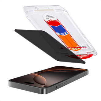 Accezz Gehard Glas Privacy Screenprotector + Applicator voor de Apple iPhone 16 Pro Max Transparant