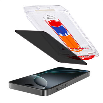 Accezz Gehard Glas Privacy Screenprotector + Applicator voor de Apple iPhone 16 Pro Transparant