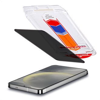 Accezz Gehard Glas Privacy Screenprotector + Applicator voor de Samsung Galaxy S25 / S24 Transparant