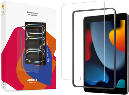 Accezz Glass screenprotector + Applicator voor de Apple iPad 9 (2021) 10.2 inch / iPad 8 (2020) 10.2 inch / iPad 7 (2019) 10.2 inch Transparant - 2 inch