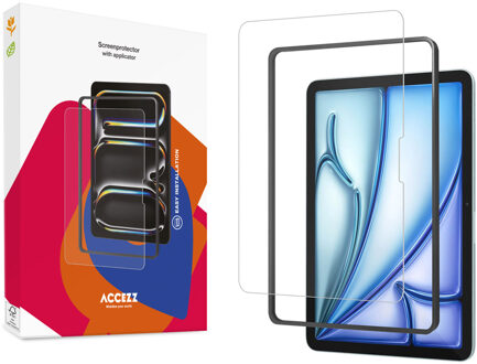 Accezz Glass screenprotector + Applicator voor de Apple iPad Air 11 inch (2026) M4 / (2025) M3 / (2024) M2 Transparant