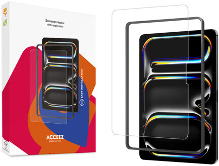 Accezz Glass screenprotector + Applicator voor de Apple iPad Air 13 inch (2025) M3 / (2024) M2 Transparant - 3 inch