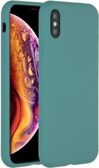 Accezz iPhone X hoesje - iPhone Xs hoesjes - iPhone X cases - hoesje iPhone X - iPhone Xs hoesje - iPhone X case - hoesje iPhone Xs - telefoonhoesje iPhone X - Siliconen hoesje - Donkergroen - Accezz Liquid Silicone