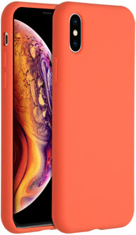 Accezz iPhone X hoesje - iPhone Xs hoesjes - iPhone X cases - hoesje iPhone X - iPhone Xs hoesje - iPhone X case - hoesje iPhone Xs - telefoonhoesje iPhone X - Siliconen hoesje - Oranje - Accezz Liquid Silicone