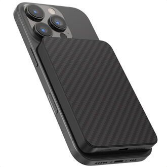 Accezz Kevlar Powerbank 5.000 mAh - Geschikt voor MagSafe en Qi2 - Zwart - One size