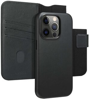 Accezz Leather Bookcase 2-in-1 met MagSafe voor de Apple iPhone 14 Pro - Onyx Black Zwart