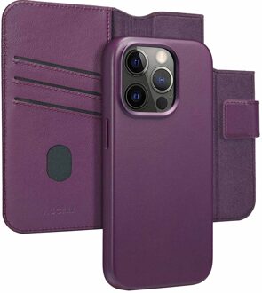 Accezz Leather Bookcase 2-in-1 met MagSafe voor de Apple iPhone 15 - Heath Purple Paars