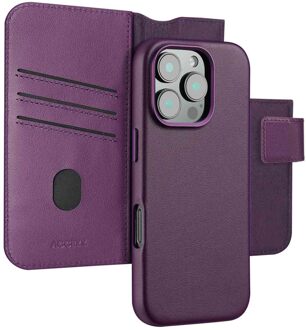 Accezz Leather Bookcase 2-in-1 met MagSafe voor de Apple iPhone 16 Pro Max - Heath Purple Paars