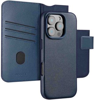 Accezz Leather Bookcase 2-in-1 met MagSafe voor de Apple iPhone 16 Pro - Nightfall Blue Donkerblauw