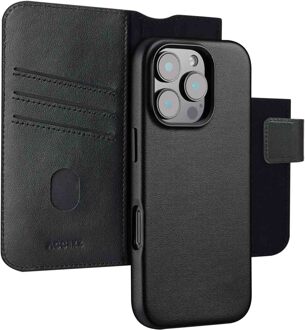 Accezz Leather Bookcase 2-in-1 met MagSafe voor de Apple iPhone 16 Pro - Onyx Black Zwart