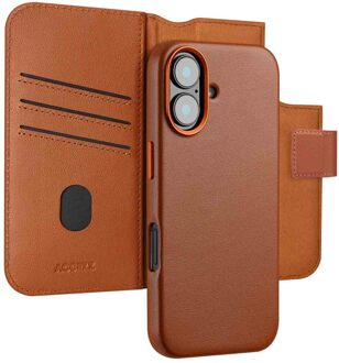 Accezz Leather Bookcase 2-in-1 met MagSafe voor de Apple iPhone 16 - Sienna Brown Bruin
