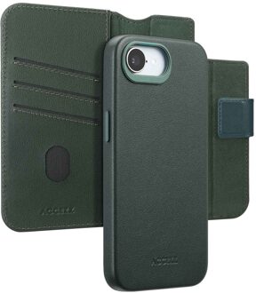 Accezz Leather Bookcase 2-in-1 met MagSafe voor de Apple iPhone 16e - Cedar Green Groen