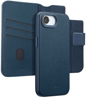 Accezz Leather Bookcase 2-in-1 met MagSafe voor de Apple iPhone 16e - Nightfall Blue Donkerblauw