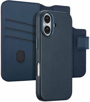 Accezz Leather Bookcase 2-in-1 met MagSafe voor de Apple iPhone 17 - Nightfall Blue Blauw