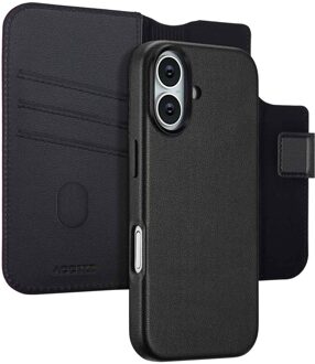 Accezz Leather Bookcase 2-in-1 met MagSafe voor de Apple iPhone 17 - Onyx Black Zwart