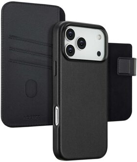 Accezz Leather Bookcase 2-in-1 met MagSafe voor de Apple iPhone 17 Pro Max - Onyx Black Zwart