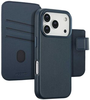Accezz Leather Bookcase 2-in-1 met MagSafe voor de Apple iPhone 17 Pro - Nightfall Blue Donkerblauw