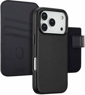Accezz Leather Bookcase 2-in-1 met MagSafe voor de Apple iPhone 17 Pro - Onyx Black Zwart