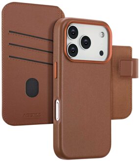 Accezz Leather Bookcase 2-in-1 met MagSafe voor de Apple iPhone 17 Pro - Sienna Brown Bruin