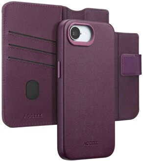 Accezz Leather Bookcase 2-in-1 met MagSafe voor de Apple iPhone 17e / 16e - Heath Purple Paars