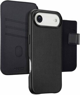 Accezz Leather Bookcase 2-in-1 met MagSafe voor de Apple iPhone Air - Onyx Black Zwart