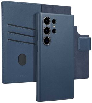 Accezz Leather Bookcase 2-in-1 met MagSafe voor de Samsung Galaxy S24 Ultra - Nightfall Blue Donkerblauw