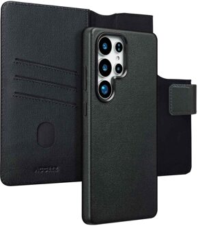 Accezz Leather Bookcase 2-in-1 met MagSafe voor de Samsung Galaxy S25 Ultra - Onyx Black Zwart