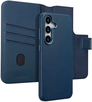 Accezz Leather Bookcase 2-in-1 met MagSafe voor Samsung Galaxy S25 Plus Telefoonhoesje Blauw