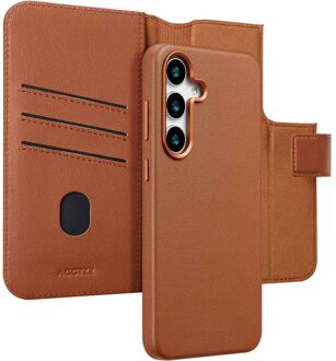 Accezz Leather Bookcase 2-in-1 met MagSafe voor Samsung Galaxy S25 Plus Telefoonhoesje Bruin