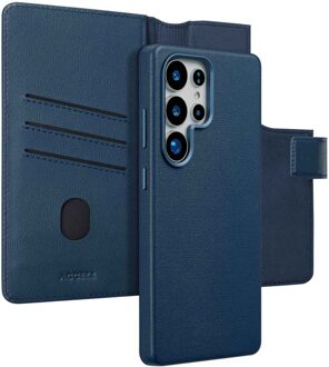Accezz Leather Bookcase 2-in-1 met MagSafe voor Samsung Galaxy S25 Ultra Telefoonhoesje Blauw